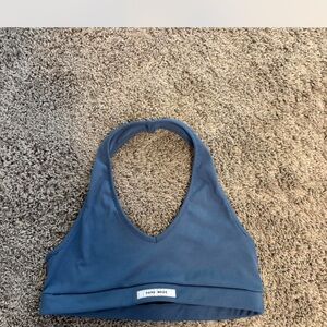 Blue Ribbed Halter Top
